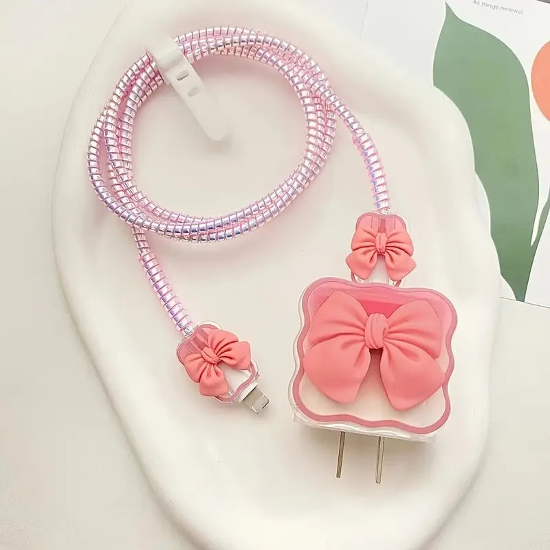 Peach Bow Charger Protector